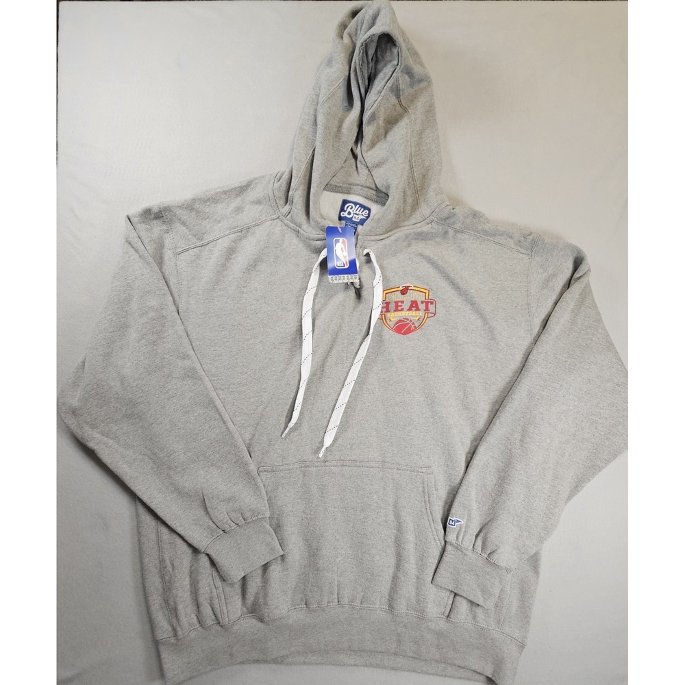 Blue 84 Miami Heat Hoodie Mens 2XL Gray NBA Basketball Embroidered NWT